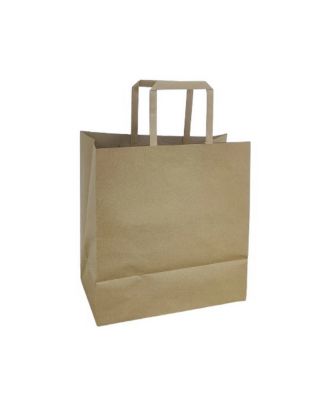 Eco-Friendly Flat Handle Kraft Paper Bag for Food Delivery.