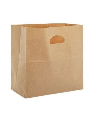 Eco-Friendly Die Cut Handle Kraft Paper Bag for Food Delivery.