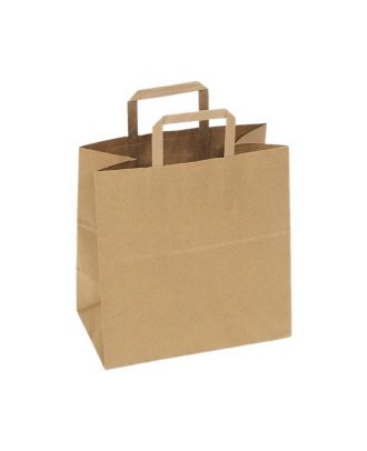 Eco-Friendly Flat Handle Kraft Paper Bag for Food Delivery.